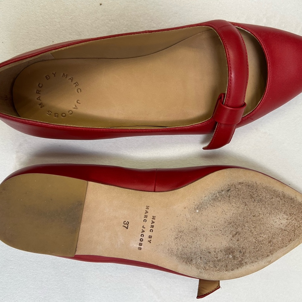 Marc By Marc Jacobs Red Leather Flats